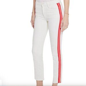 MOTHER The Dazzler Crop whipping the cream pink racer stripe jeans 25